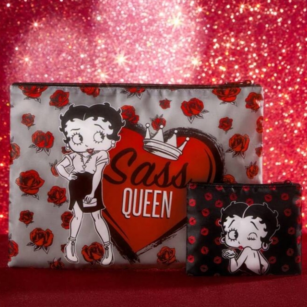 Betty Boop 2 Piece Bag Set Zipper Pouches